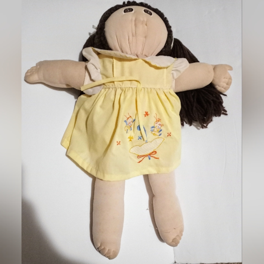 Soft Sculpture Yellow Plush Doll with Soft Body and Yarn Hair